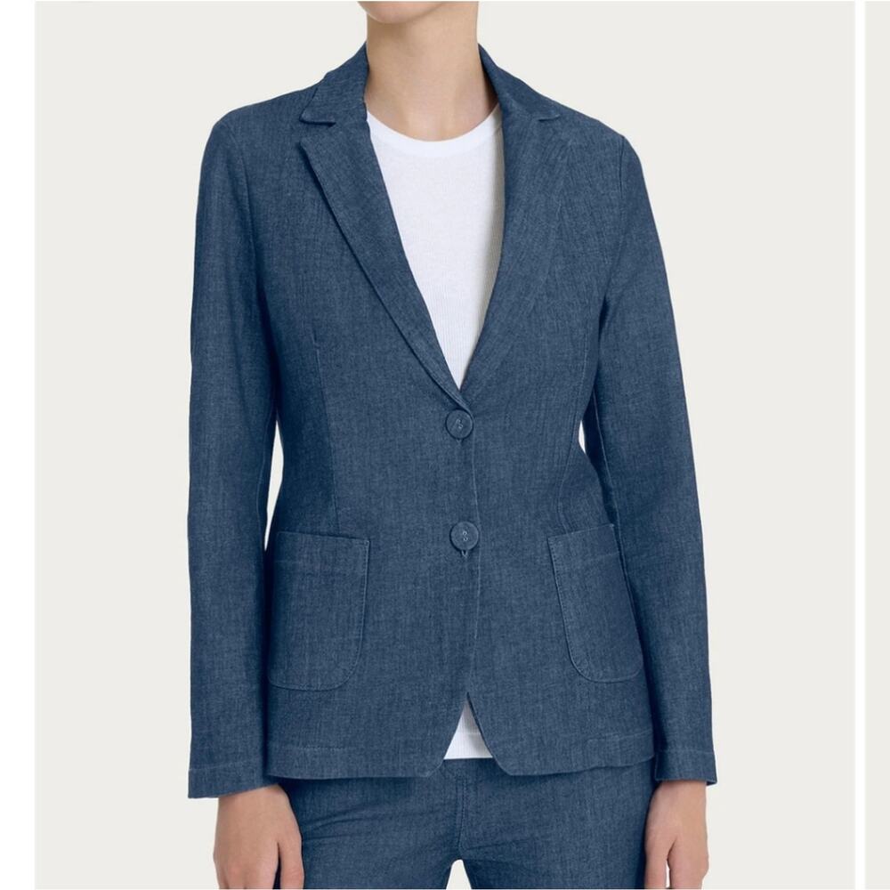 Ragno Light 7.5 Denim 2 Button Blazer Lapel Collar Patch Pockets  Large - XL